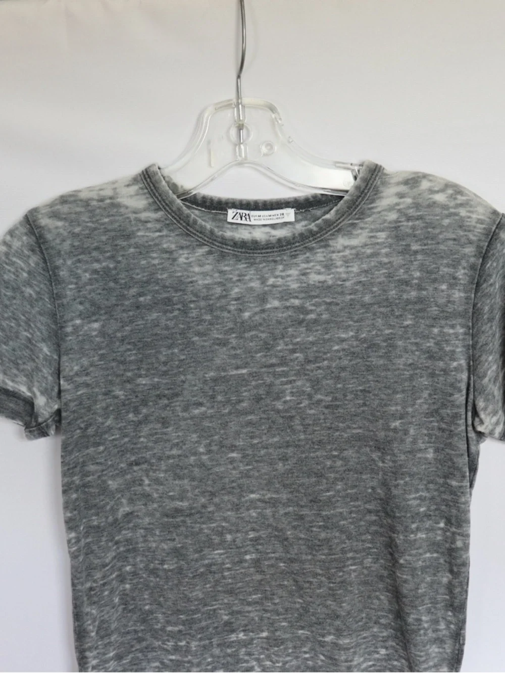 Zara Washed Grey T-Shirt Women’s Medium Fitted Short Sleeve Tee - Picture 3 of 8